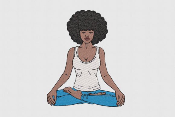 Afro Woman Meditating Embroidery Review