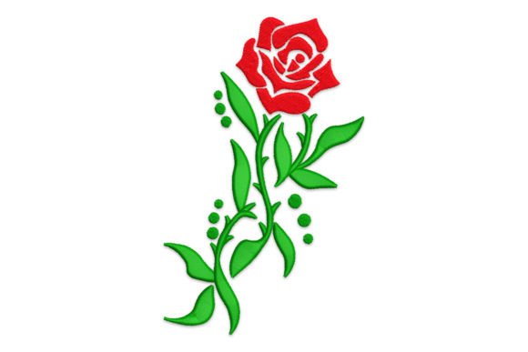Red Rose Flower with Green Leaves Embroidery Review